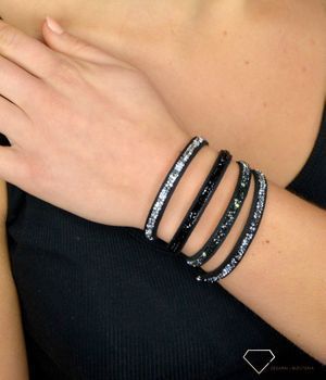 Bransoletka czarna z opalizującymi kryształami Swarovski Rock Tennis AURORE BOREALE BZRK1CZAB✓ Piękne bransoletki swarovski, biżuteria apart (3).JPG