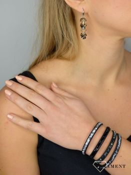 Bransoletka czarna z białymi kryształami Swarovski Rock✓ Piękne bransoletki swarovski, biżuteria apart (8).JPG