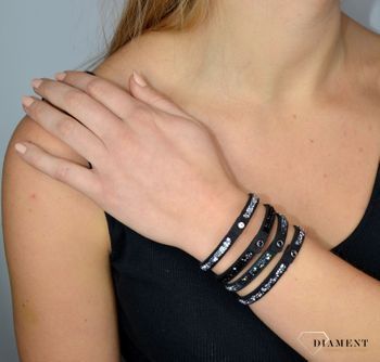 Bransoletka czarna z szarymi kryształami Swarovski BZRK1CZCHR✓ Piękne bransoletki swarovski, biżuteria apart (21).JPG
