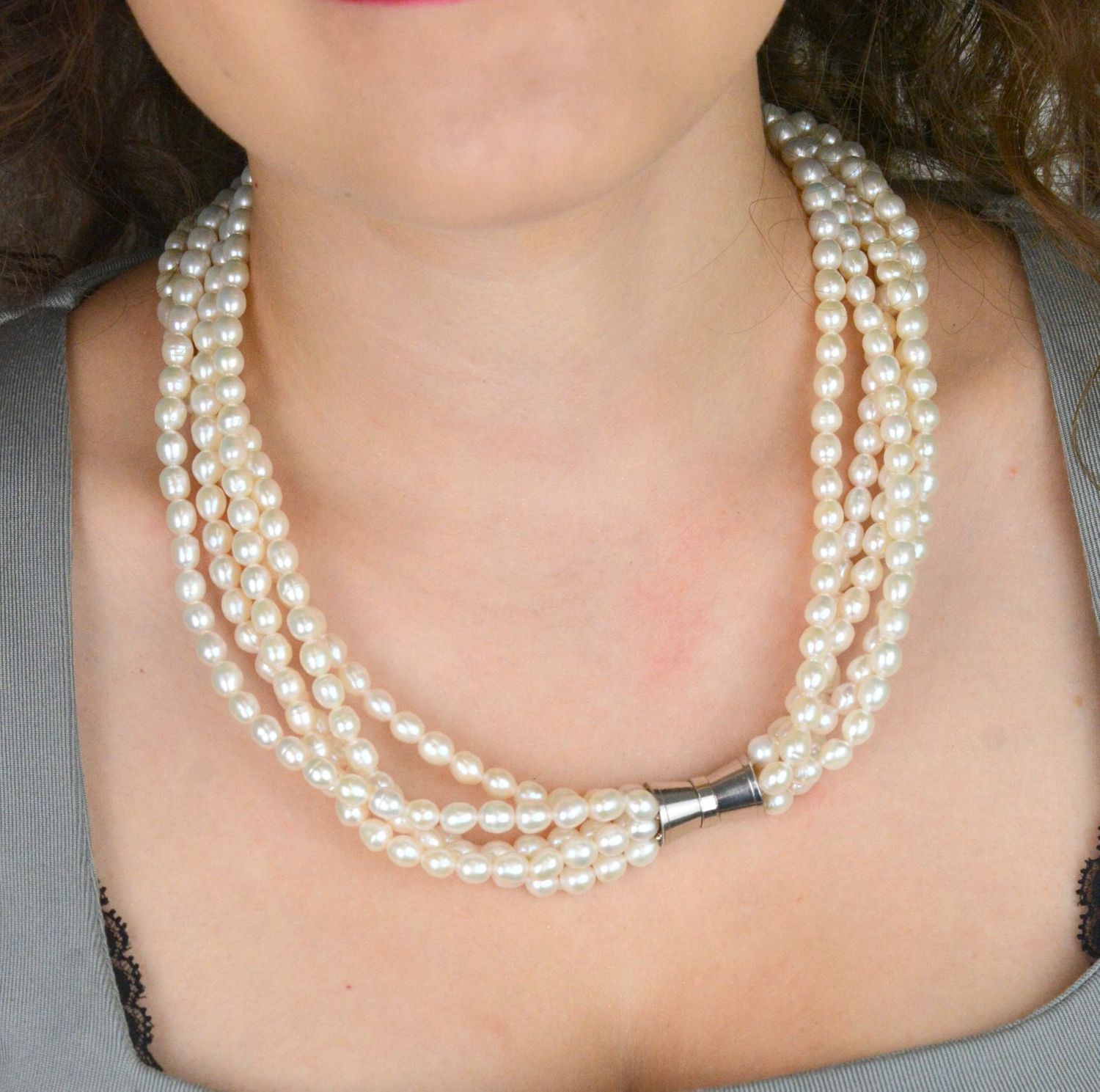 Naszyjnik z białych naturalnych pereł 7 mm – 5 rzędów, srebro 925, 55 cm.jpg