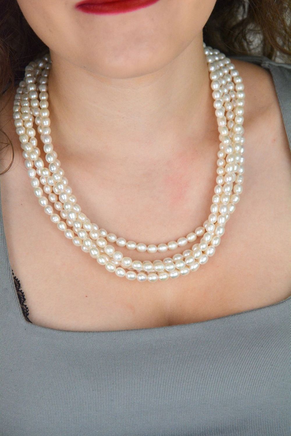 Naszyjnik z białych naturalnych pereł 7 mm – 5 rzędów, srebro 925, 55 cm.jpg