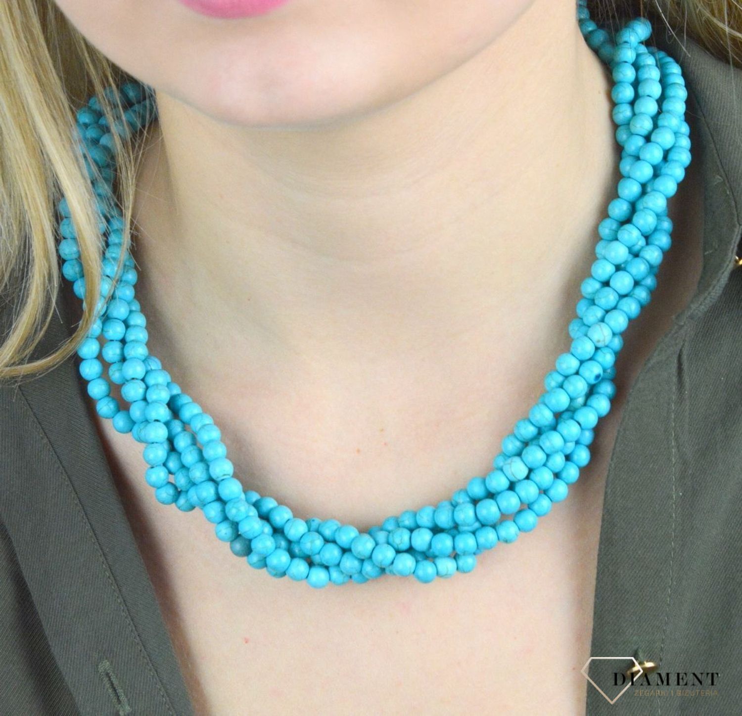 Naszyjnik damski kamienie naturalne Jadeit  CCNICL0100. Modny naszyjnik z kamieniami naturalnymi jadeit. Naszyjniki z kamieniami naturalnymi od lat zachwycają elegancją i ponadczasowym pięknem. Drobne koraliki kamieni natura.jpg