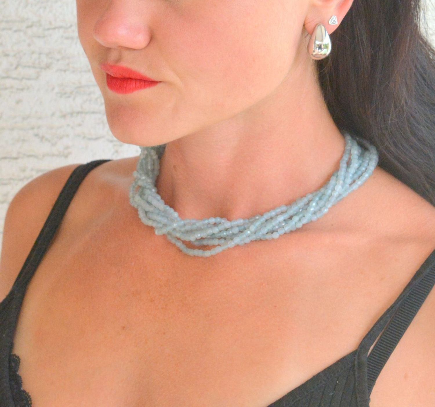 Naszyjnik damski kolia kamienie naturalne niebieski Jadeit CCNIZ0160. Naszyjnik stalowy z kamieniami naturalnymi. Naszyjnik z kamieniami na prezent. Piękna kolia damska z kamieni naturalnych. Kolia damska w odcieniach niebieskiego. N.jpg