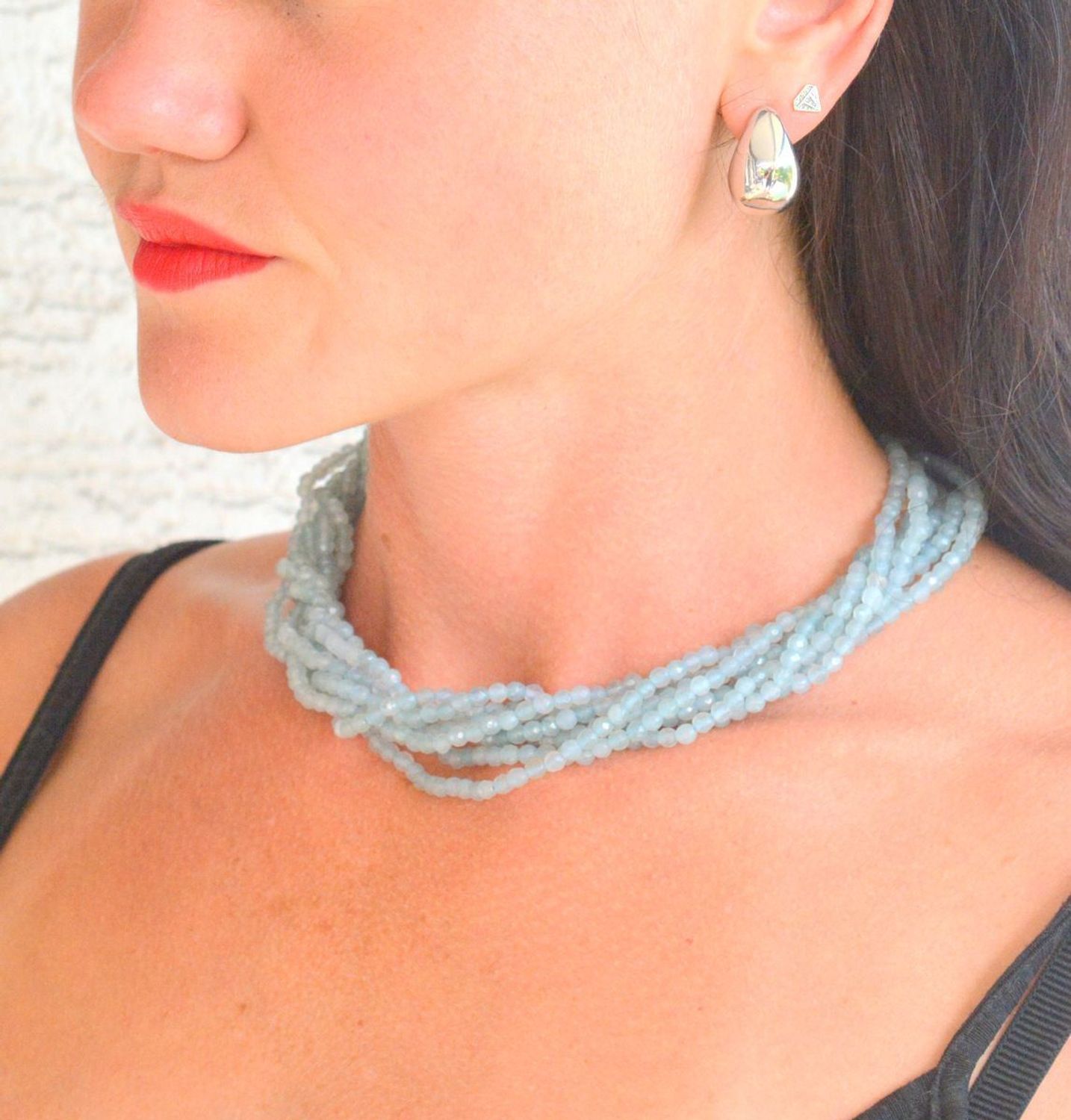 Naszyjnik damski kolia kamienie naturalne niebieski Jadeit CCNIZ0160. Naszyjnik stalowy z kamieniami naturalnymi. Naszyjnik z kamieniami na prezent. Piękna kolia damska z kamieni naturalnych. Kolia damska w odcieniach niebieskiego. N.jpg