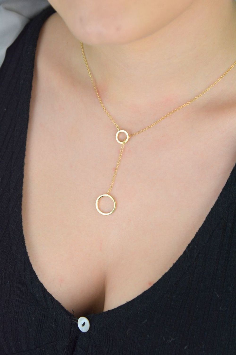 Pozłacany naszyjnik Dall'acqua – srebro 925, krawatka z kółeczkiem.jpg