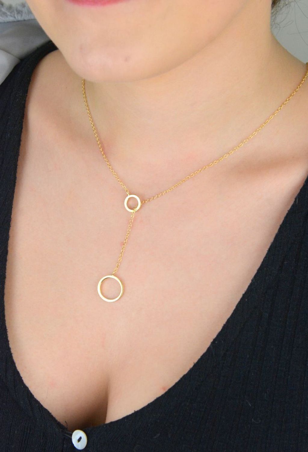 Pozłacany naszyjnik Dall'acqua – srebro 925, krawatka z kółeczkiem.jpg