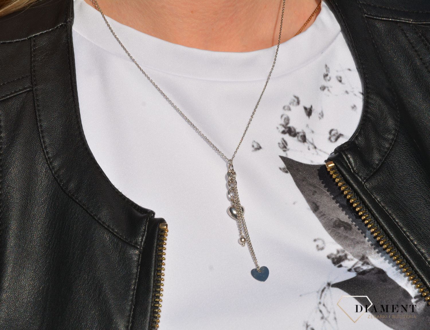 Srebrny naszyjnik damski wiszące serca srebro rodowane 925 próba  C RM 067 ✓Srebrne Naszyjniki Damskie w Sklepie z Biżuterią zegarki-diament.pl✓Piękne i Eleganckie Naszyjniki dla Kobiet✓Prawdziwe 1.jpg