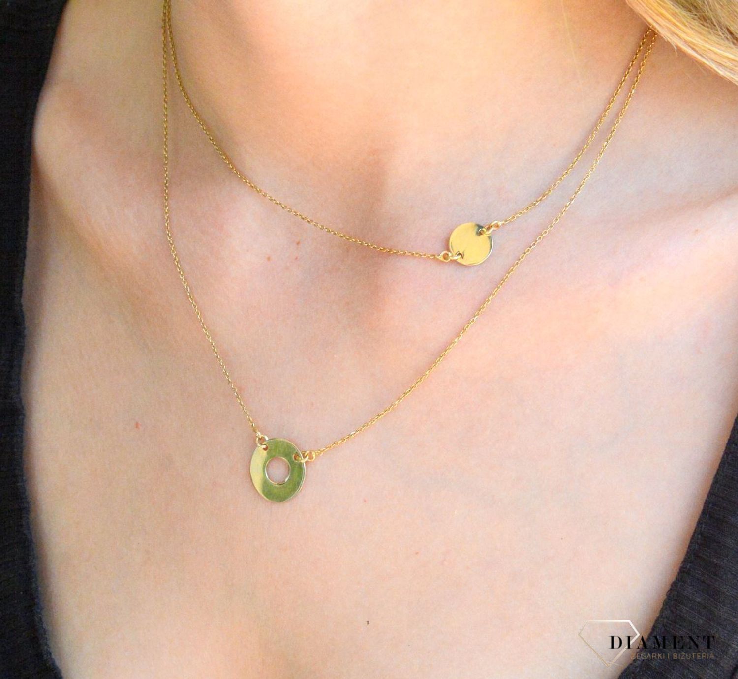 Srebrny naszyjnik celebrytka damska 925 pozłacana dwa łańcuszki z kółeczkami CRMCL0015069. Srebrny naszyjnik damski. Naszyjnik srebrny celebrytka. Srebrna celebrytka damska z zawieszkami. Srebrny naszyjnik celebrytka damska na prezent (1).jpg