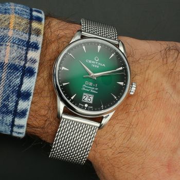 Zegarek męski Certina DS-1 Nivachron™ Big Date C029.426.11.091.60 – automatyczny, zielona tarcza, stalowa bransoleta.jpg