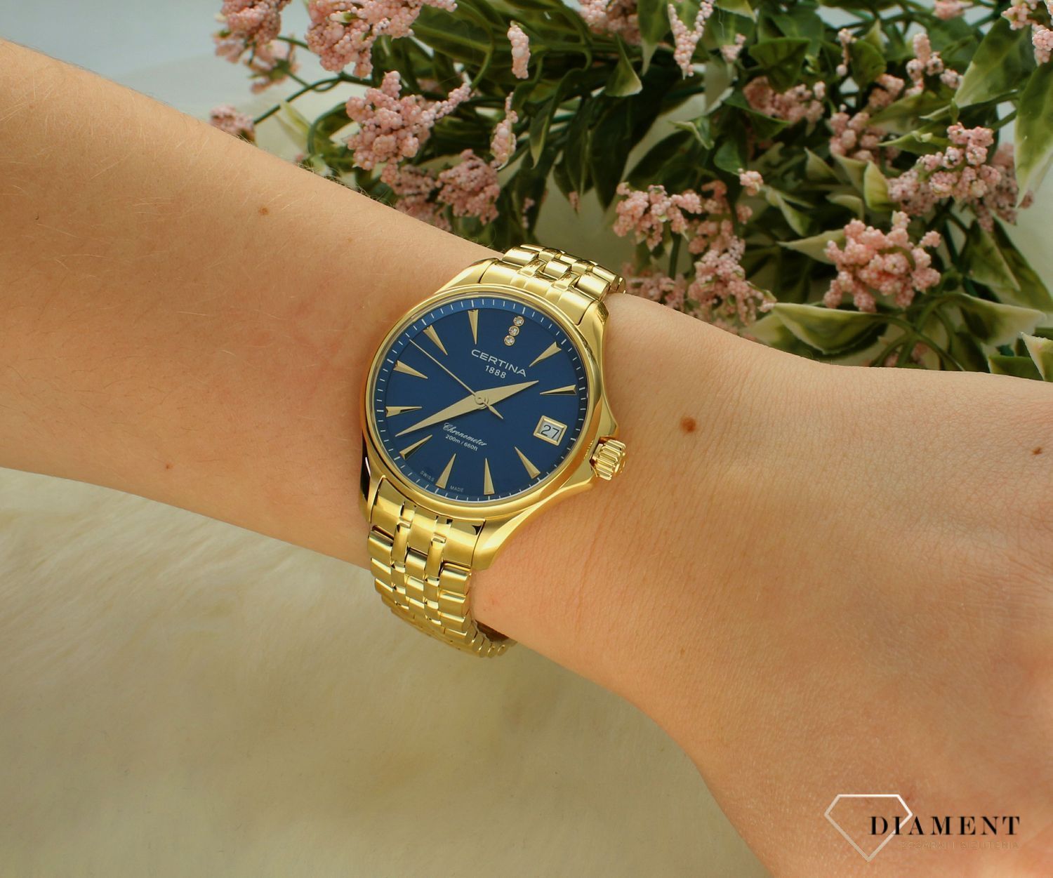 Zegarek damski Certina DS Action Lady Diamonds Chronometer C032.051.33.046.00 to wyjątkowy czasomierz, posiadający mechanizm kwarcowy ze wskaźnikiem wyczerpania baterii. Biżuteryjny zegarek, z wyjątkową granato.jpg