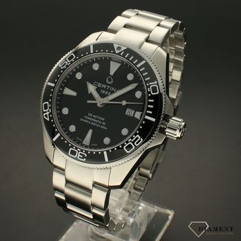 Zegarek ⌚ męski mechaniczny Certina DS Diver Powermatic 80 C032.607.11.051.00 Powermatic 80 z czarną tarczą na srebrnej bransolecie.  (2).jpg