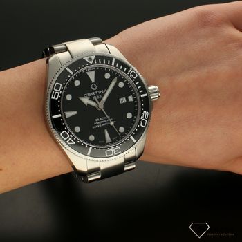 Zegarek ⌚ męski mechaniczny Certina DS Diver Powermatic 80 C032.607.11.051.00 Powermatic 80 z czarną tarczą na srebrnej bransolecie.  (5).jpg