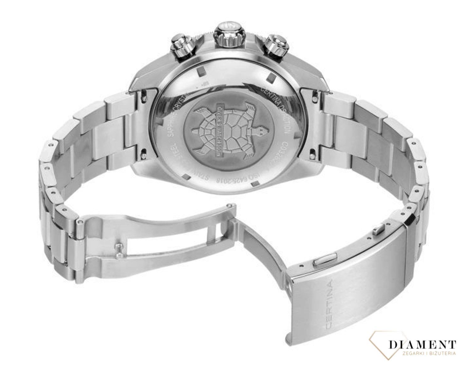 Zegarek męski Certina DS Action Diver Chrono Automatic C032.827.11.051.00. Zegarek ze szczelnością 300m do nurkowania. Szwajcarski zegarek Certina do nurkowania dla mężczyzny. Zegarek Certina na bransolecie..jpg