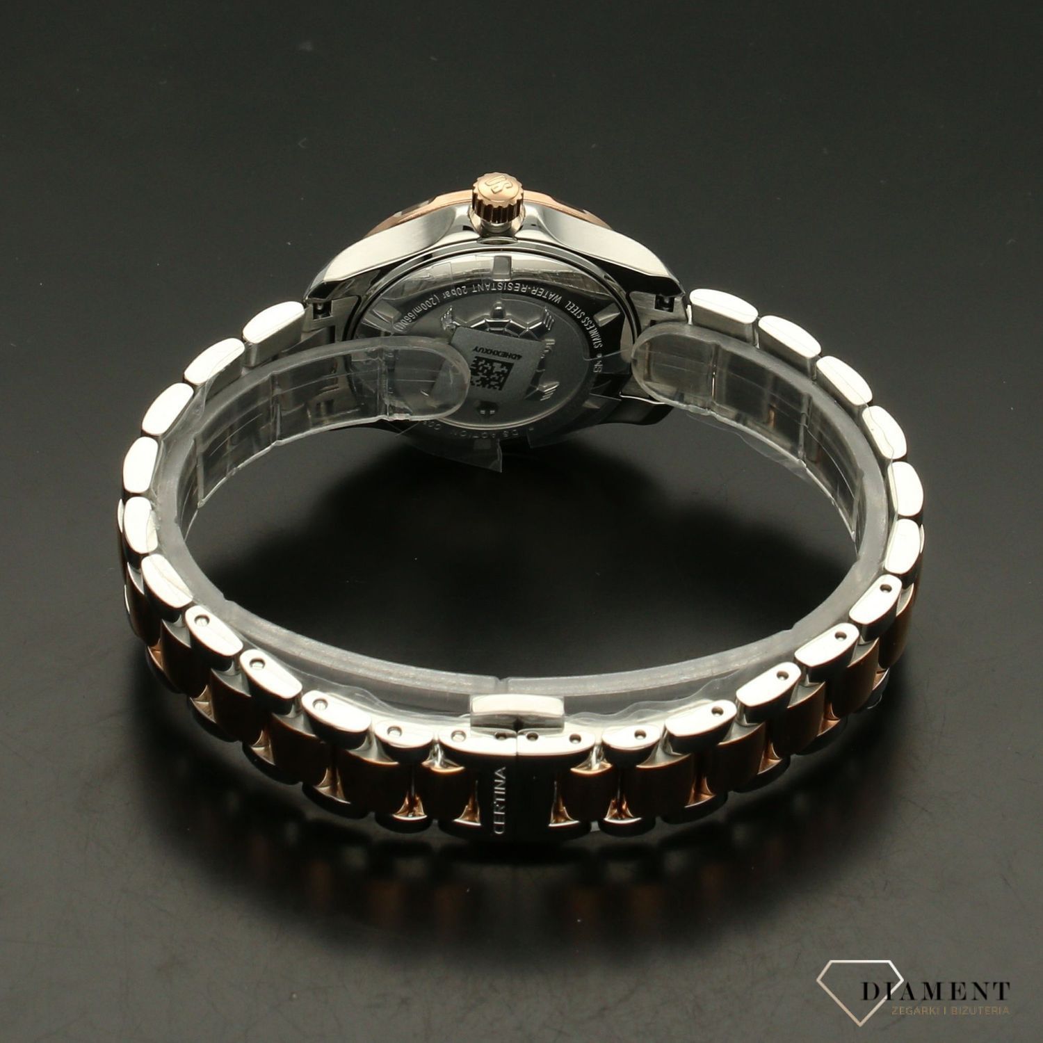 Zegarek damski na bransolecie z różowym złotem Action 'Ciemna perła' C032.951.22.081.00.jpg