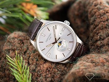 Zegarek męski Certina DS 8 Moon Phase C033.457.16.031.00. W tym modelu Certina zestawia klasyczny wskaźnik faz księżyca z oryginalnym, nowoczesnym designem. Zegarek na brązowym pasku Certina. Zegarek męski idealny na prezent (6).jpg