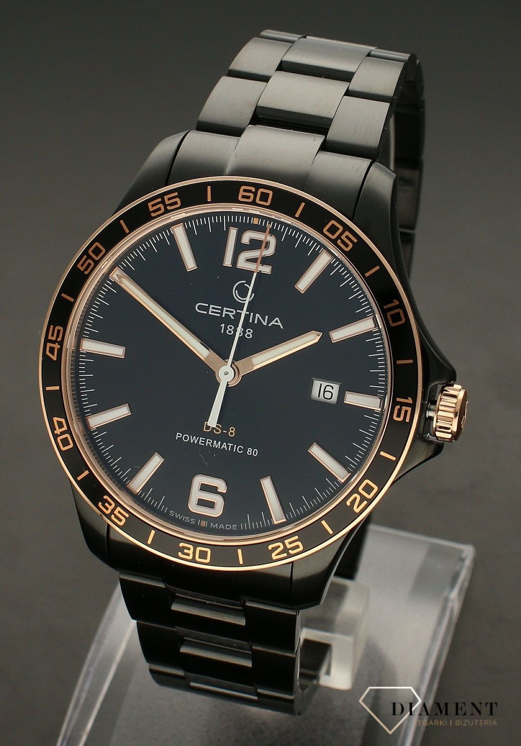 Zegarek męski Certina DS-8 Automatic C033.807.33.057.00. Zegarek męski Certina. Zegarek męski automatyczny. Zegarek męski w czarnym kolorze. Zegarek idealny na prezent..jpg