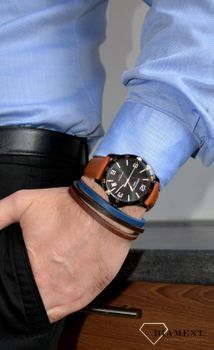 Oryginalny stylowy zegarek męski ♂ na pasku skórzanym marki Certina, ⌚ model DS-8 COSC Chronometer Black PVD, C033.851.36.057.00 (2).JPG