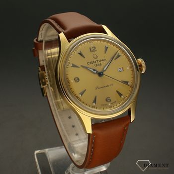 Zegarek męski na brązowym pasku ze złotą tarczą Certina DS Powermatic 80 C038.407.36.367.00  (3).jpg