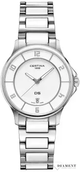 Damski zegarek Certina C039.251.11.017.00 z kolekcji Ds DS-6 Ceramic wyposażony jest w kwarcowy mechanizm, zasilany za pomocą baterii. Posiada bardzo wysoką dokładność mierzenia czasu +- 10 sekund w przeciągu 30 dni..webp
