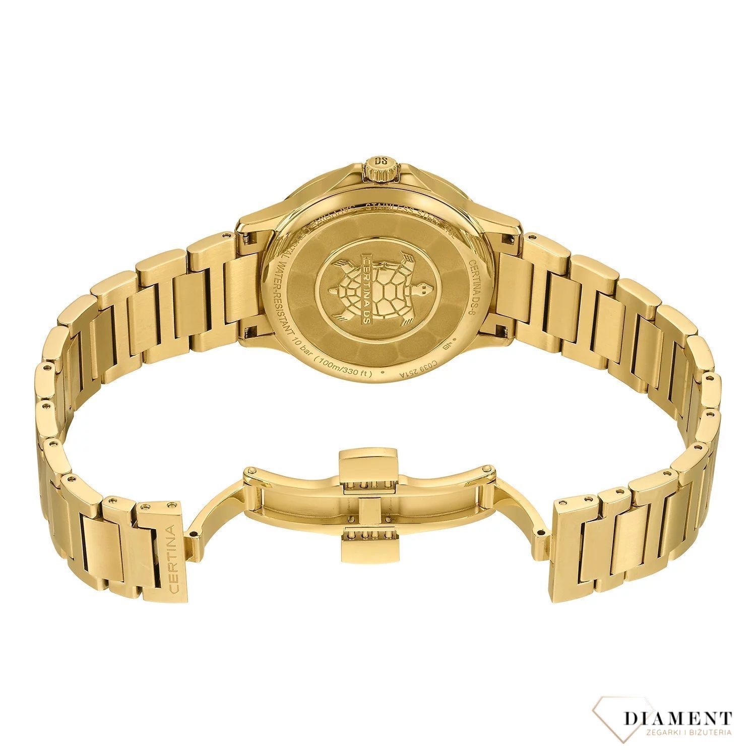 Zegarek damski w złotym kolorze Certina DS-6 Lady Chronometer C039.251.33.367.00. Zegarek Certina DS-6 Lady to uosobienie kobiecości. Koperta w zegarku Certina DS-6 Lady ma średnicę 35 mm i doskonale leży na nadgarstku. Zegarek damski Certina (1).jpg