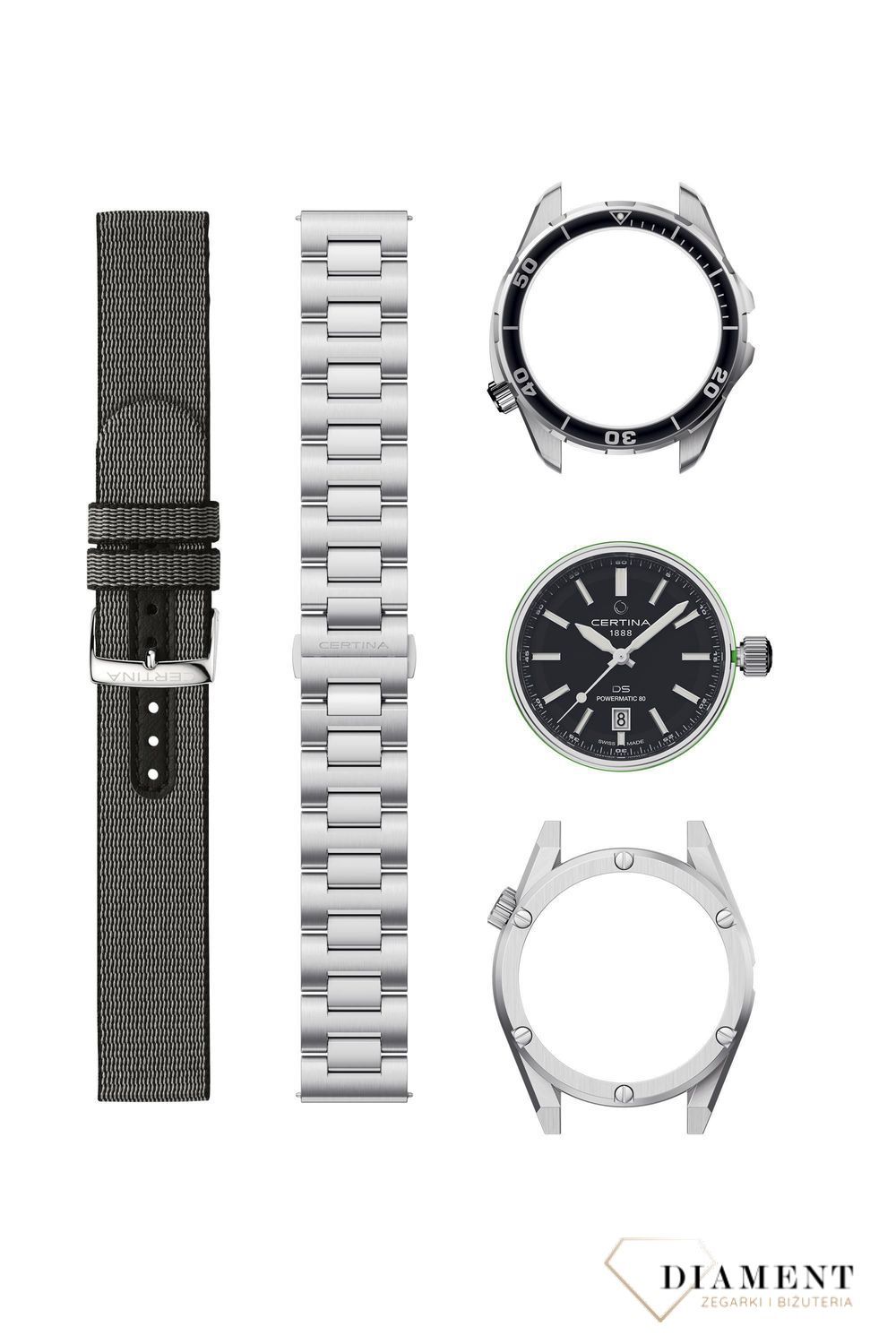 Zegarek męski Certina DS+ Kit Aqua & Sport Powermatic 80 C041.407.19.051.00. Zegarek Certina zestaw z wymiennymi częściami. Pomysł na prezent. Zegarek z paskiem i bransoletą. Zegarek automatyczny do nurkowania.3.jpg