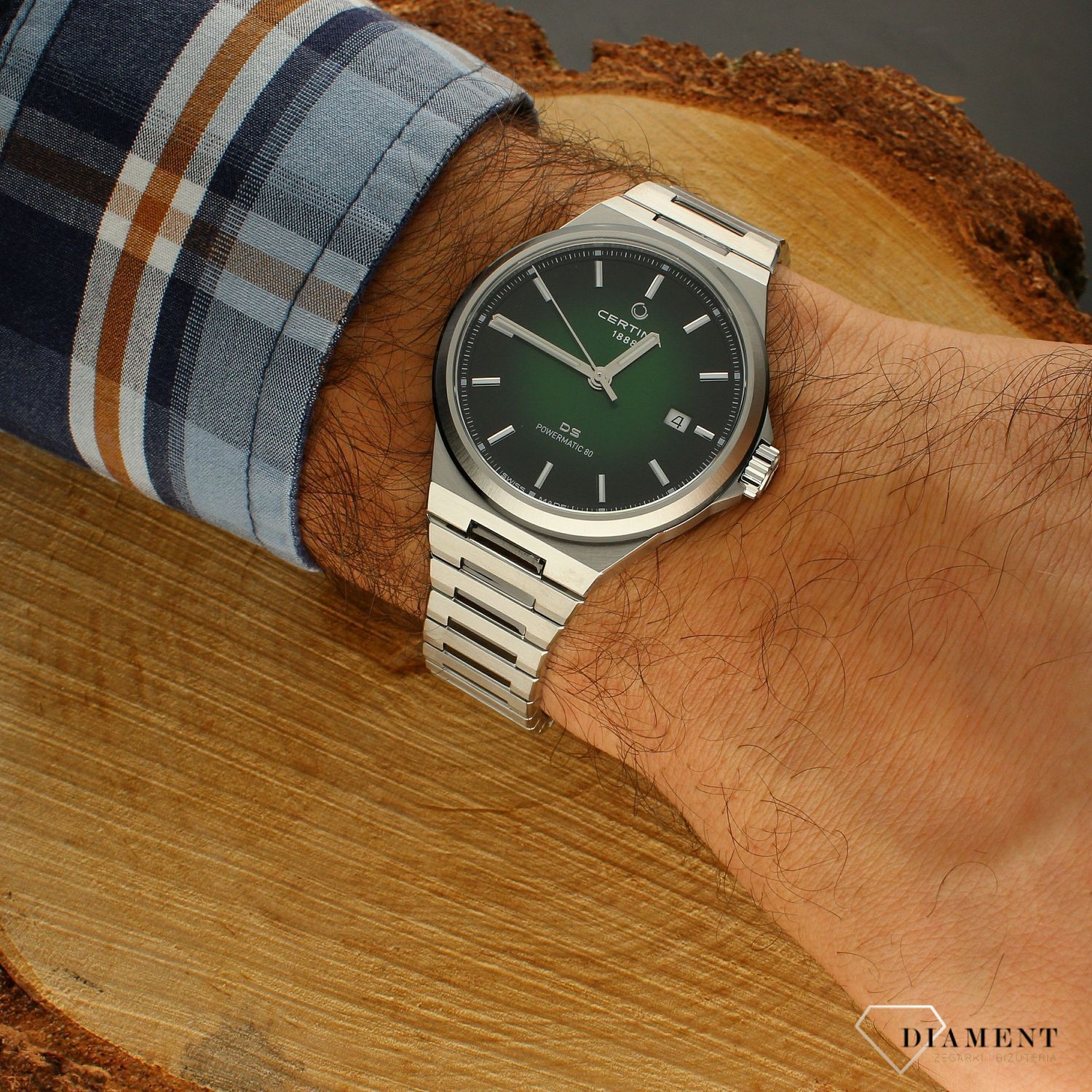 Zegarek Certina z zieloną tarczą DS 7 Powermatic 80 C043.407.22.091 (1).webp