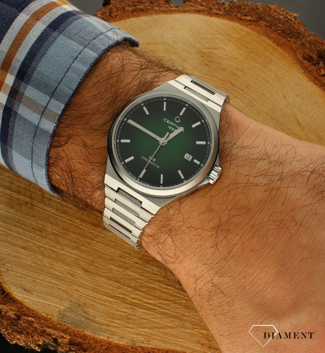 Zegarek Certina z zieloną tarczą DS 7 Powermatic 80 C043.407.22.091 (1).webp