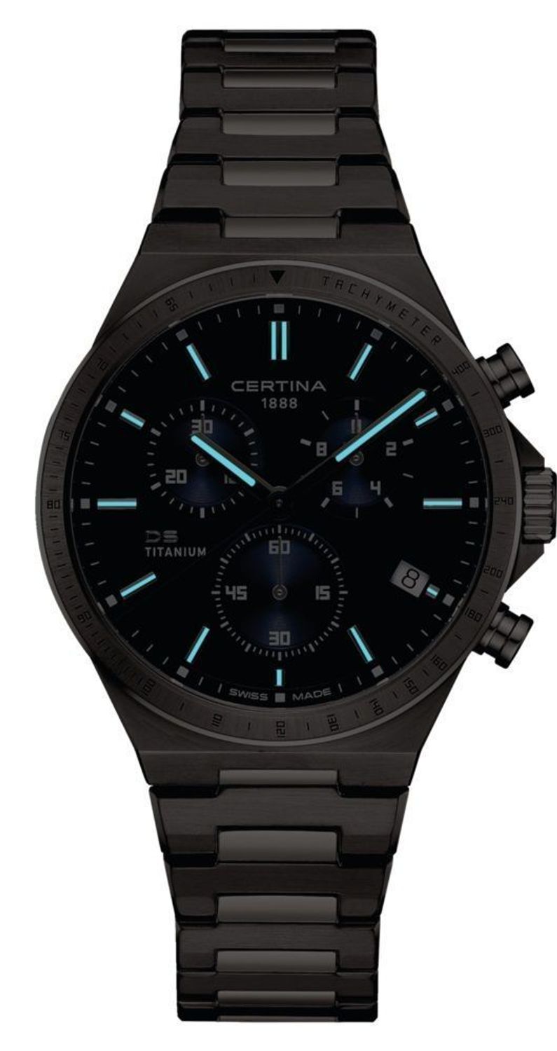  Zegarek męski Certina DS-7 Chronograph Titanium C043.417.44.041.00. Męski zegarek Certina. Zegarek męski tytanowy. Zegarek męski tytanowy z chronografem. Zegarek męski Certina z tytanu. Męski zegarek na bransolecie na prezent (2).jpg