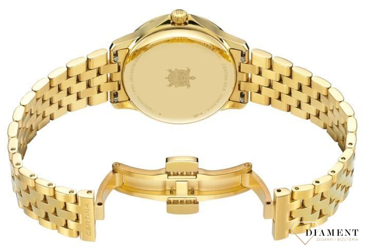 Zegarek damski Certina DS-8 Lady 31mm pokryty złotem C045.010.33.361.00.  Zegarek damski do nurkowania. Damski zegarek Certina na prezent. Damski zegarek szwajcarski w złotym kolorze. Pomysł na prezent dla kobiety..jpg
