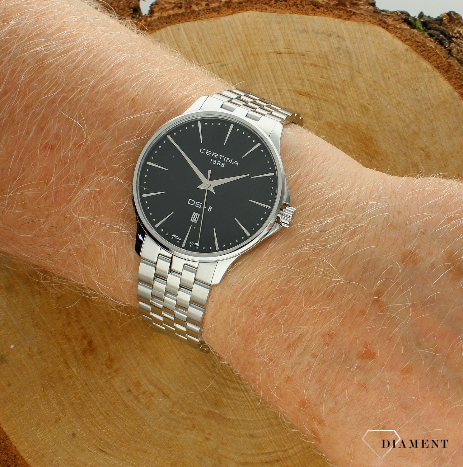 Zegarek męski Certina C045.410.11.051.00 DS-8 Gent 40mm. Zegarek męski Certina. Zegarek męski na bransolecie. Męski zegarek szwajcarski Certina. Zegarek klasyczny na bransolecie Certina.1.jpg
