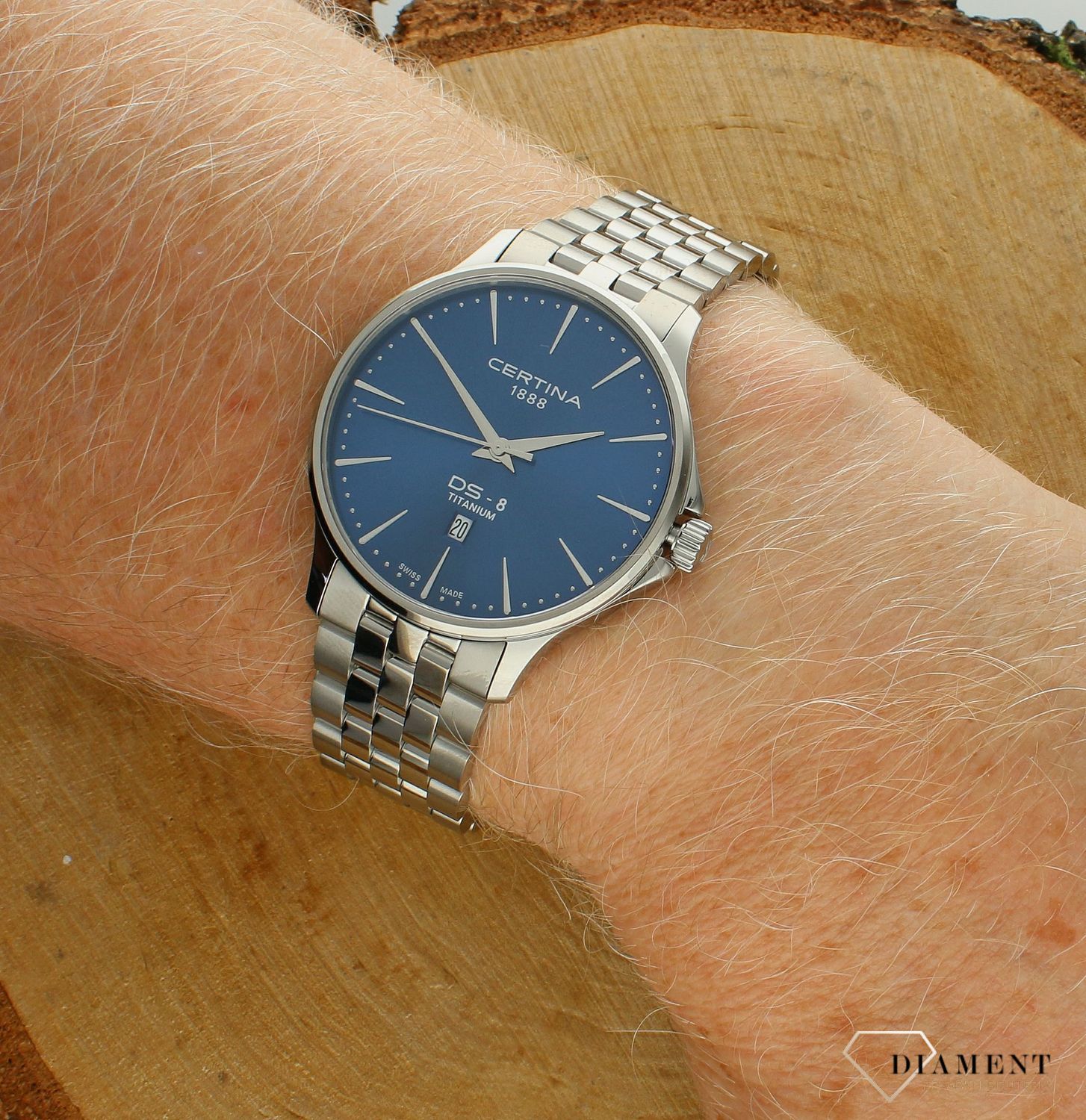 Zegarek męski Certina C045.410.44.041.00 DS-8 Gent 40mm.  Zegarek męski Certina. Zegarek męski na bransolecie. Męski zegarek szwajcarski Certina. Zegarek klasyczny na bransolecie Certina (5).jpg