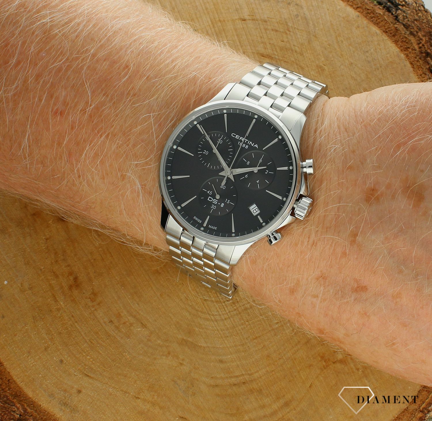 Zegarek męski Certina DS-8 Chrono C045.417.11.051.00 42 mm. Szwajcarski zegarek męski z chronografem. Zegarek dla mężczyzny na prezent. Szwajcarski zegarek z szafirowym szkłem Certina..jpg
