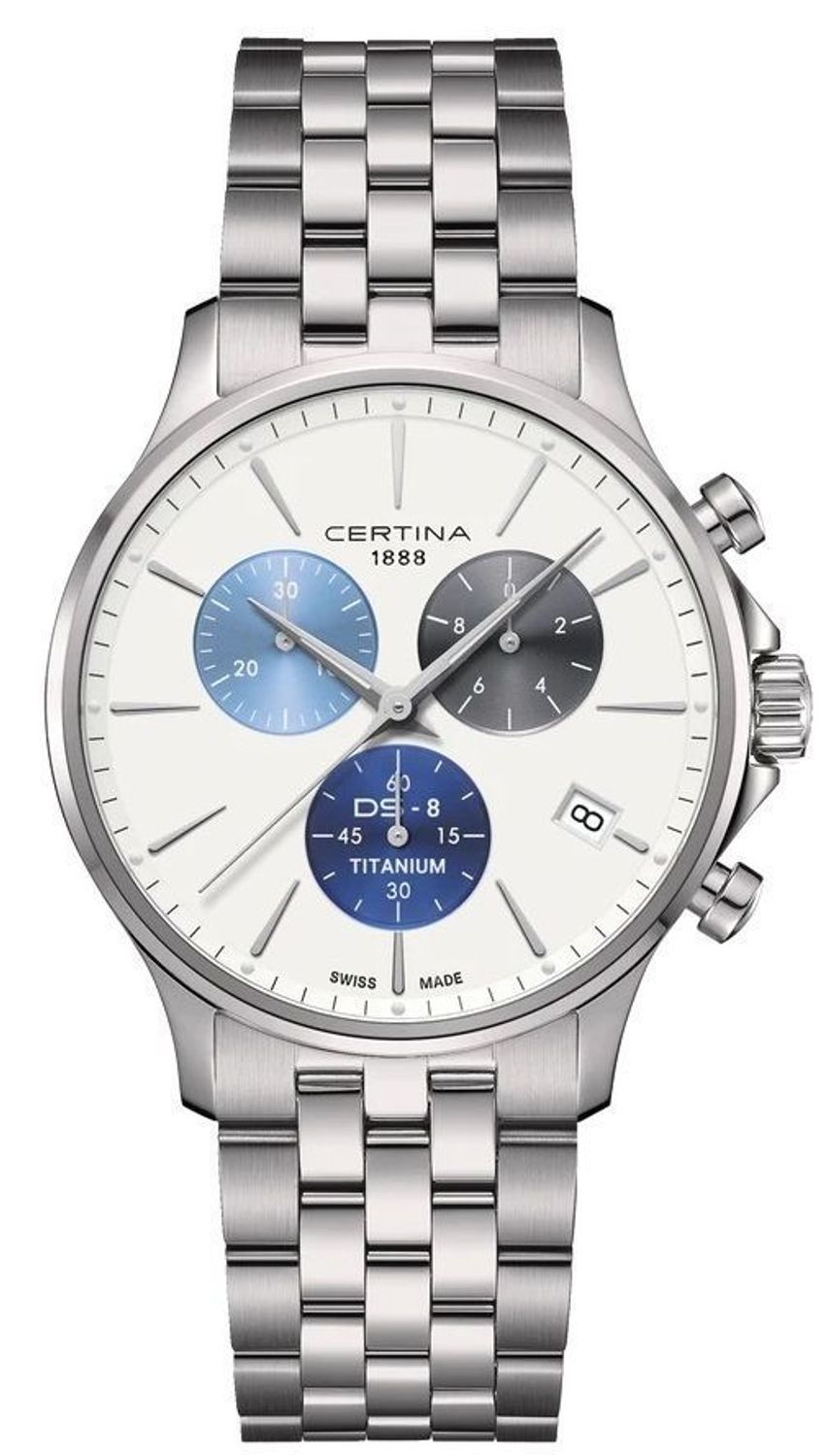 Zegarek męski Certina DS-8 Chrono C045.417.44.011.00. Zegarek męski Certina. Zegarek męski na bransolecie. Męski zegarek szwajcarski Certina. Zegarek klasyczny na bransolecie Certina. Zegar tytanowy Certina (4).jpg