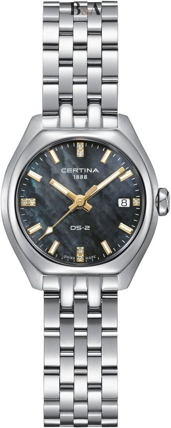 Elegancki damski zegarek Certina C049.210.11.126.01 Swiss Made z diamentami, kwarcowym mechanizmem i szkłem szafirowym. Idealny na co dzień i wyjątkowe okazje.1.jpg