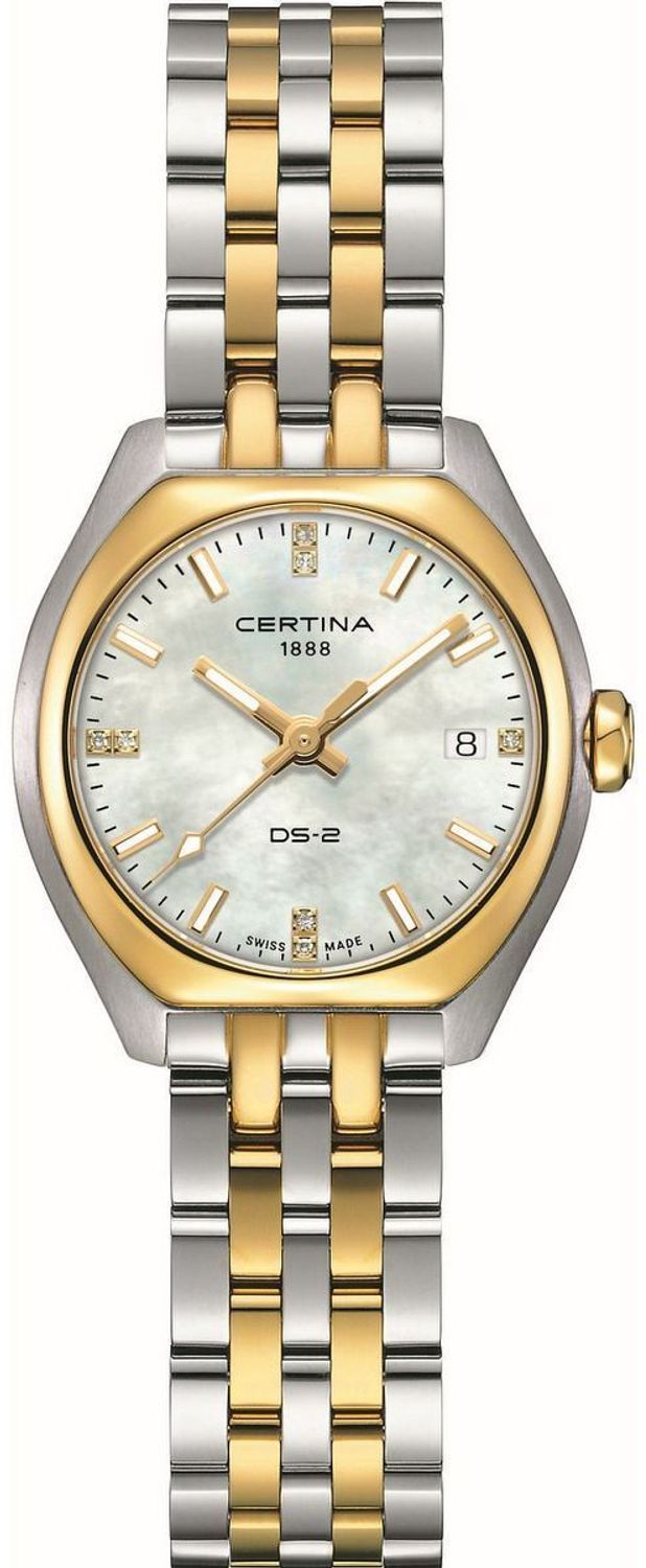 Luksusowy damski zegarek Certina DS-2 Lady Diamonds Swiss Made z diamentami, mechanizmem ETA Precidrive, złotą powłoką PVD i wodoszczelnością 100 m.1.jpg