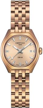 Pozłacany zegarek damski Certina DS-2 Lady C049.210.33.026.00. Złota koperta i bransoleta PVD, 7 diamentów na tarczy, szkło szafirowe, wodoszczelność 100 m. Elegancja i precyzja Swiss Made.1.jpg