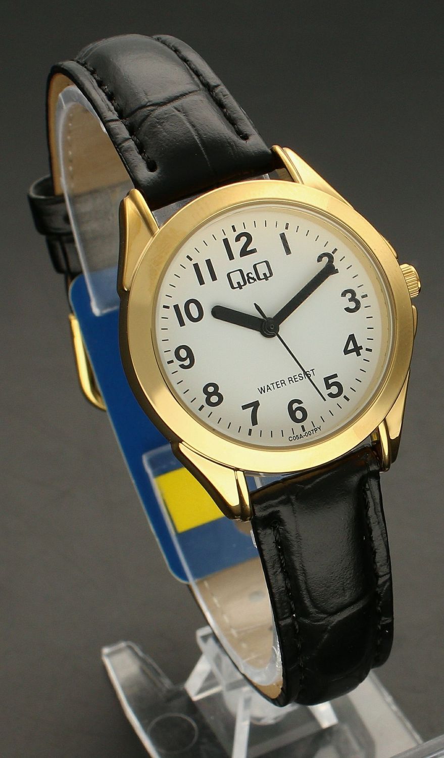 Zegarek damski Q&Q na czarnym pasku C05A-007P.jpg