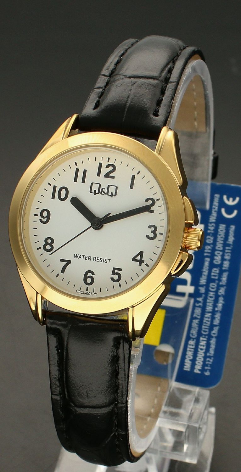 Zegarek damski Q&Q na czarnym pasku C05A-007P.jpg