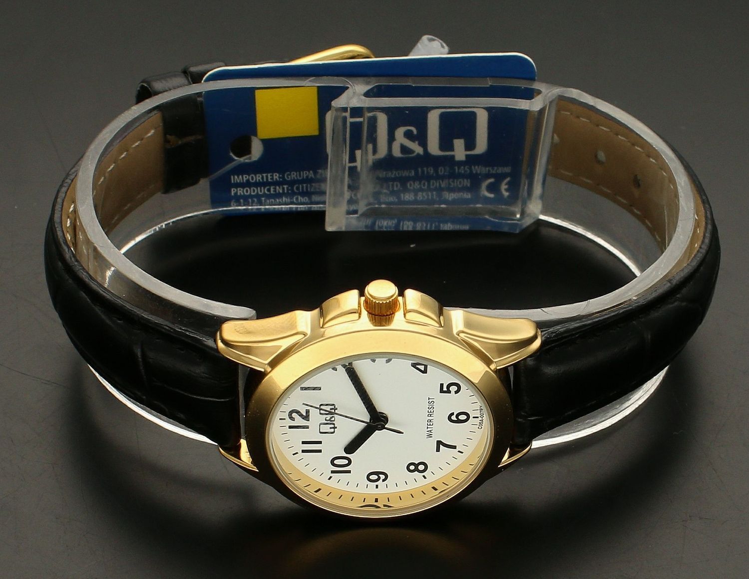 Zegarek damski Q&Q na czarnym pasku C05A-007P.jpg