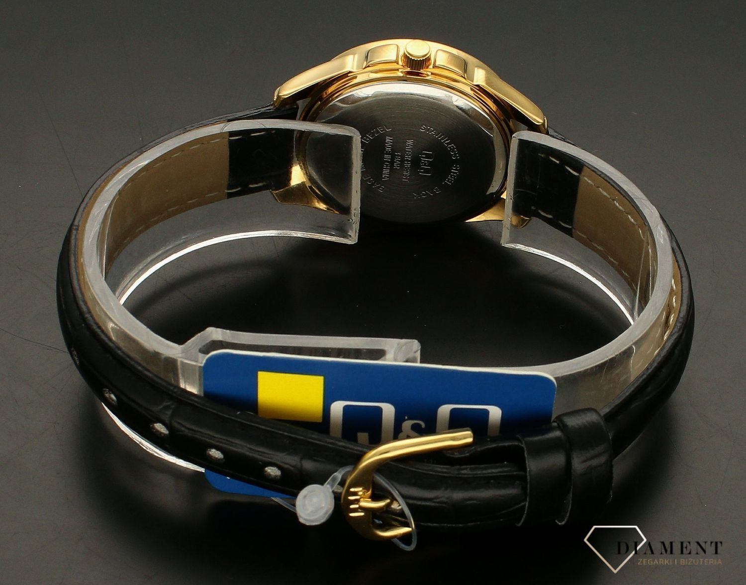 Zegarek damski Q&Q na czarnym pasku C05A-007P.jpg