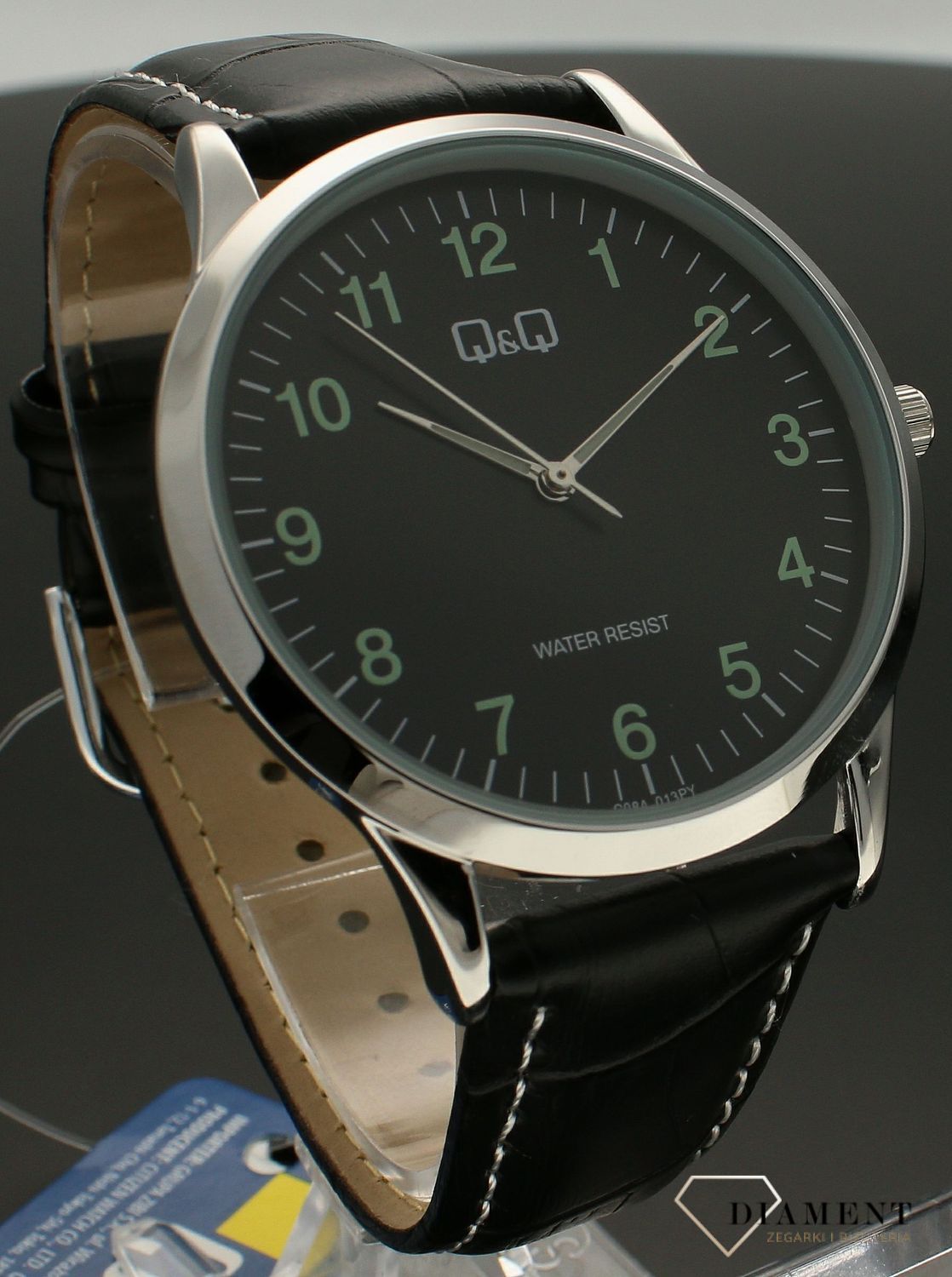 Zegarek męski QQ na czarnym pasku C08A-013P. tarczą. Zegarek męski na prezent..jpg
