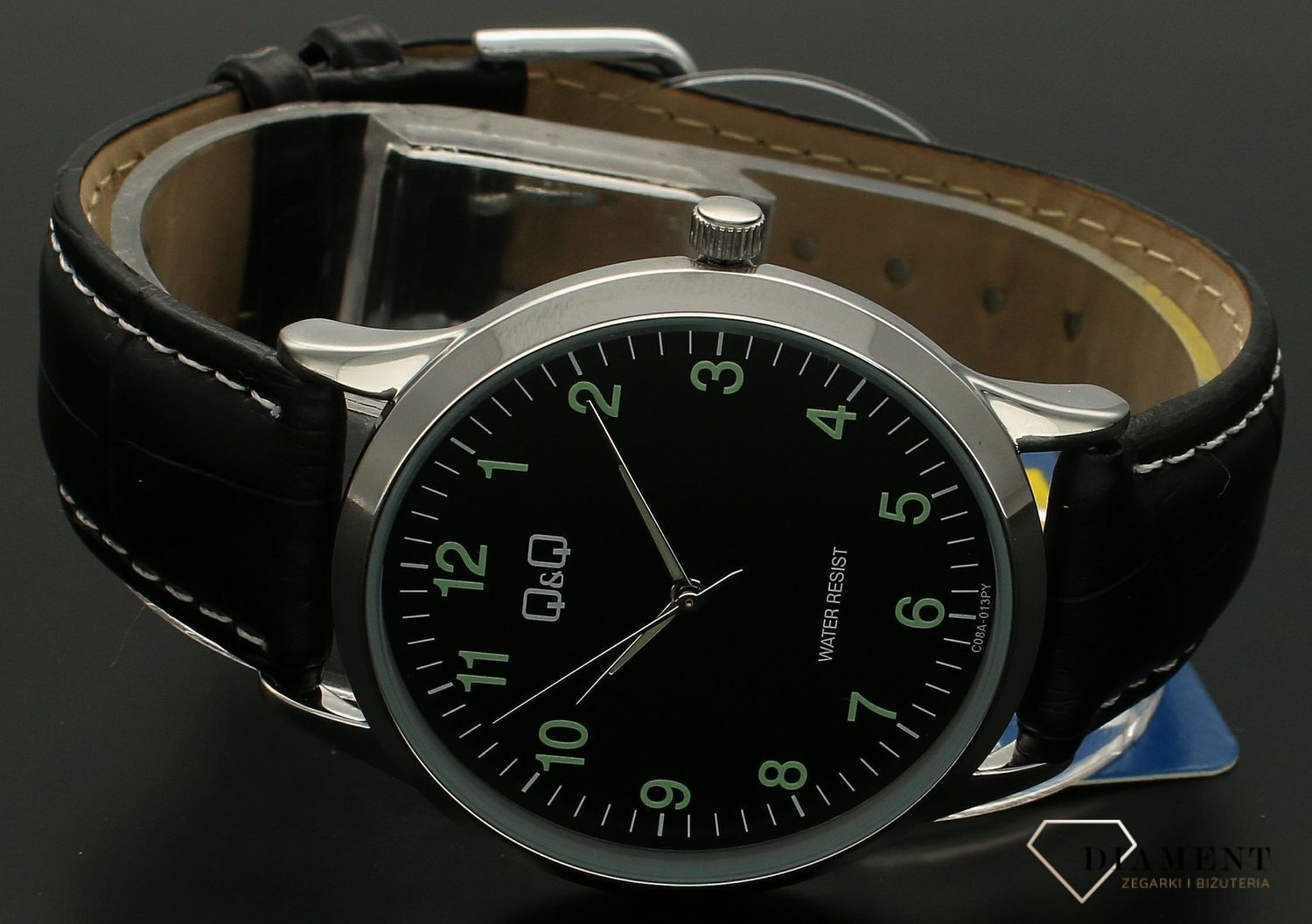 Zegarek męski QQ na czarnym pasku C08A-013P. tarczą. Zegarek męski na prezent..jpg