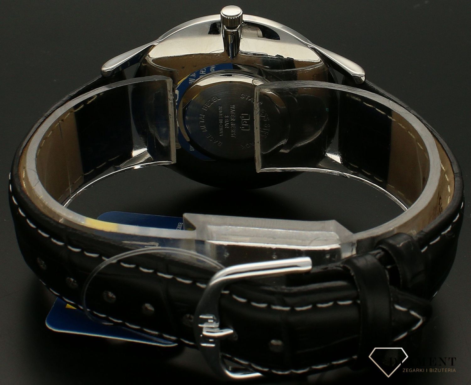 Zegarek męski QQ na czarnym pasku C08A-013P. tarczą. Zegarek męski na prezent..jpg