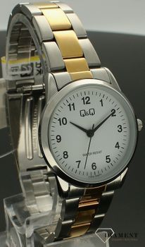 Zegarek damski Q&Q na bransolecie biżuteryjnej C09A-006P. Damski zegarek na bransolecie. Zegarek damski z wyraźną tarczą. Damski zegarek srebrno-złoty na bransolecie idealny na prezent.  (3).jpg