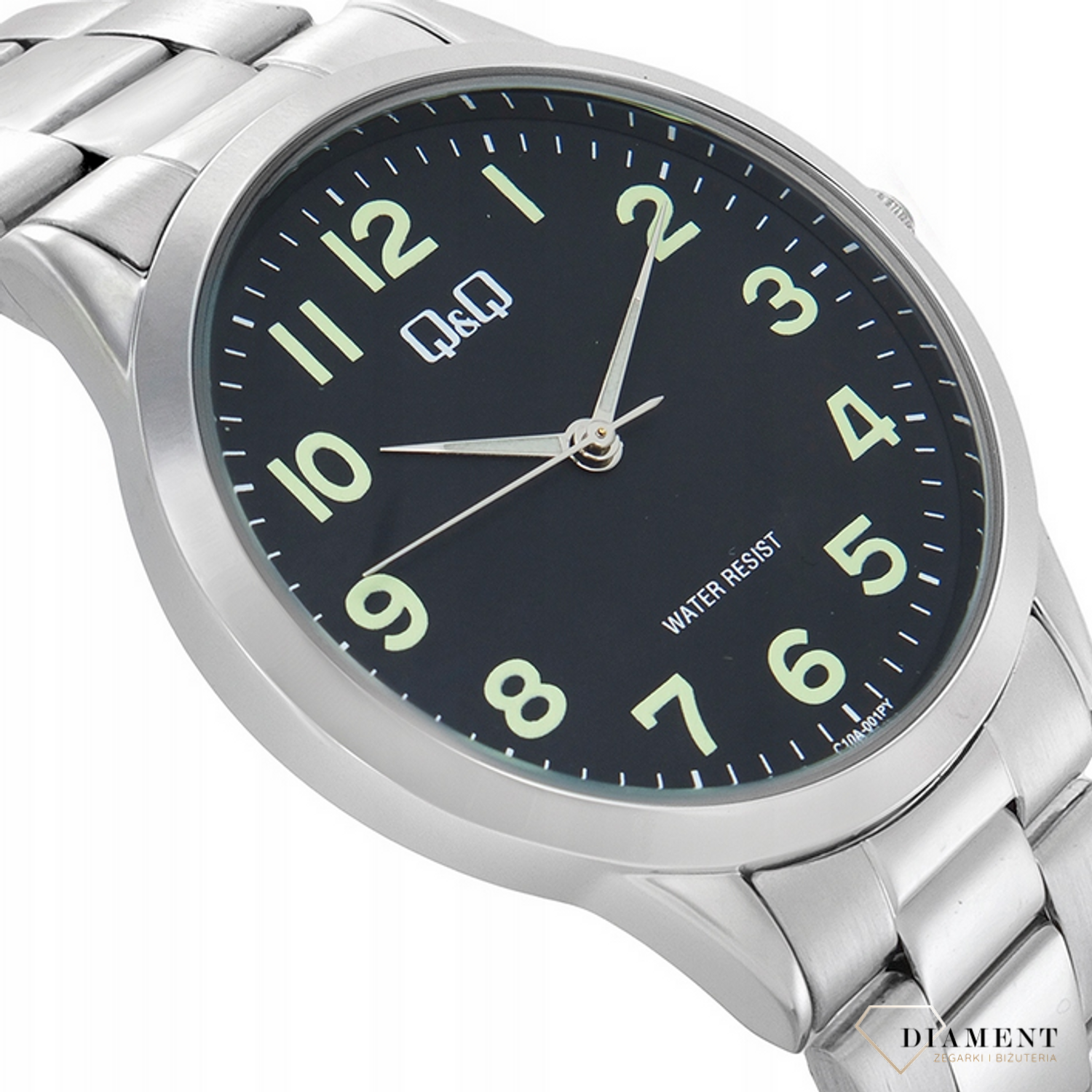 Zegarek męski QQ na bransolecie czarna tarcz z cyframi C10A-001P. Klasyczny męski zegarek na prezent. Tani męski zegarek. Wyraźny męski zegarek na bransolecie. Zegarek dla seniora. Zegarek dla starszej osoby na9.png