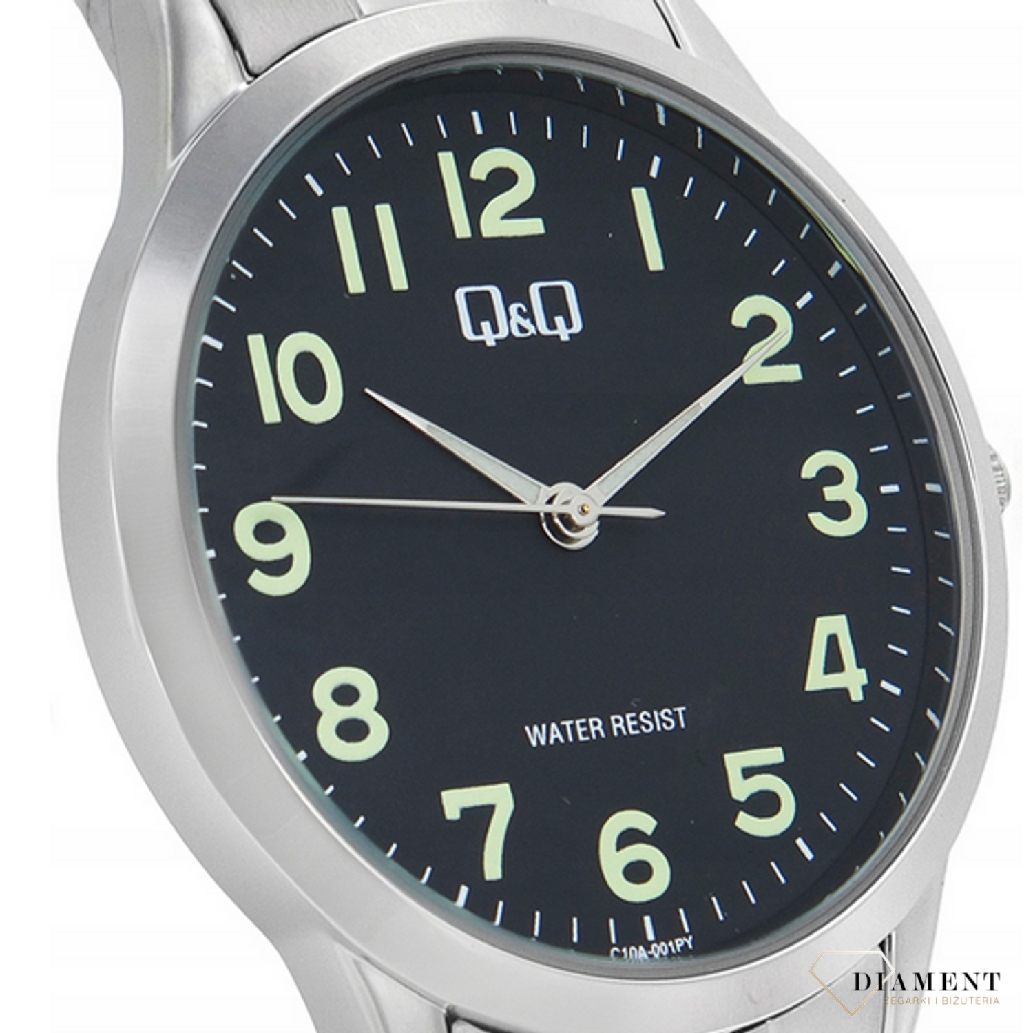 Zegarek męski QQ na bransolecie czarna tarcz z cyframi C10A-001P. Klasyczny męski zegarek na prezent. Tani męski zegarek. Wyraźny męski zegarek na bransolecie. Zegarek dla seniora. Zegarek dla starszej osoby na9.png