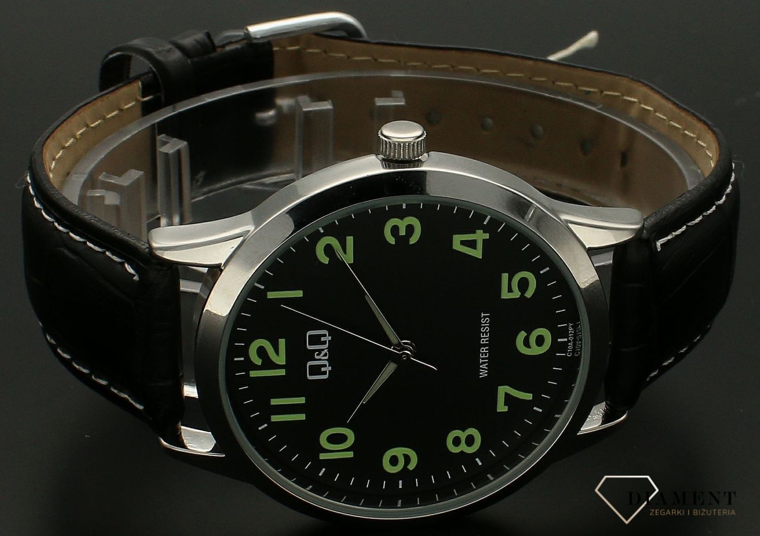 Zegarek męski QQ na czarnym pasku C10A-012P. Męski zegarek na pasku. Męski zegarek elegancki. Zegarek męski klasyczny na pasku. Męski zegarek na pasku QQ z czarną tarczą. Zegarek męski na prezent..jpg