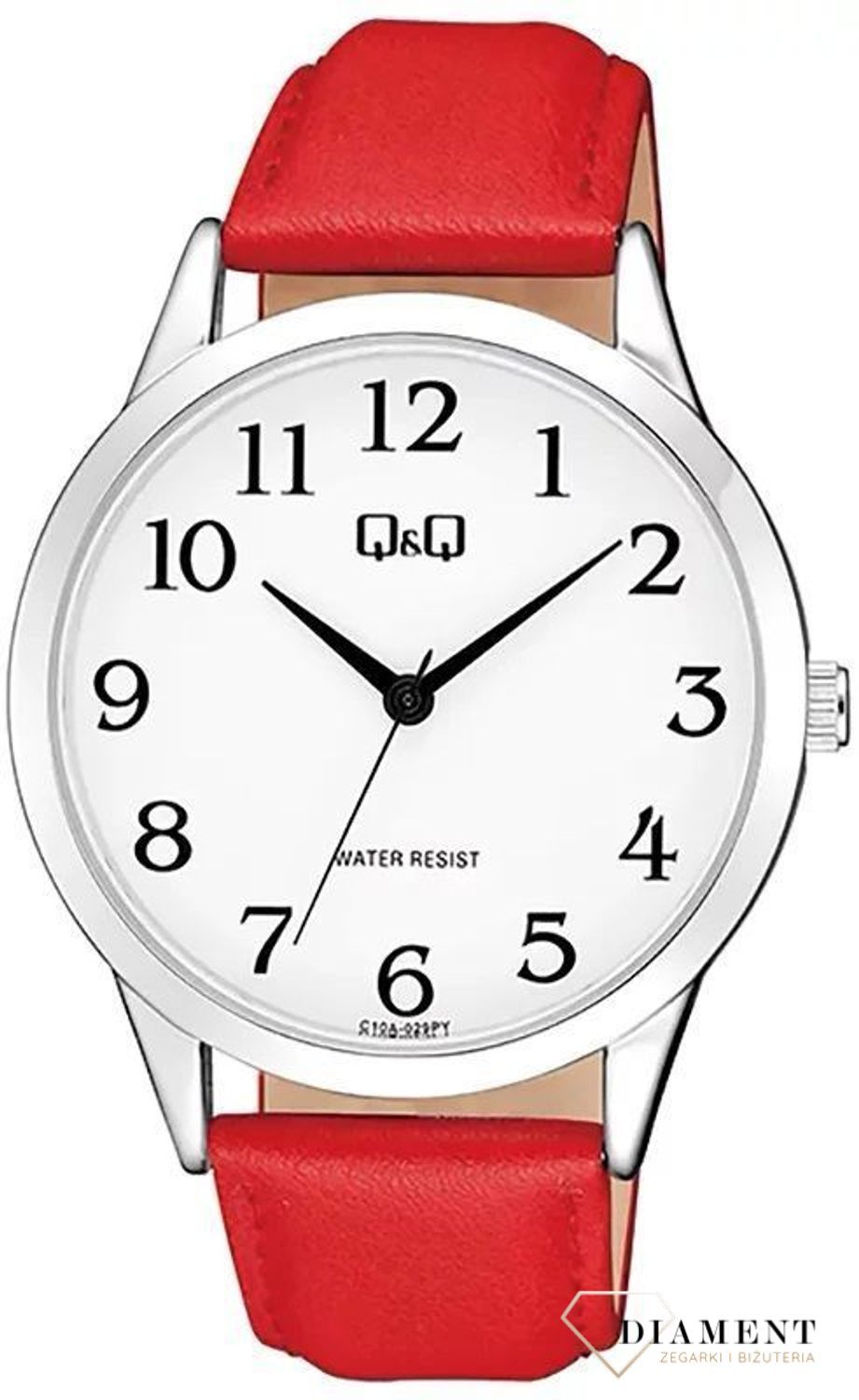 Zegarek damski QQ na czerwonym pasku z cyframi wyraźny C10A-029P. Zegarki damskie wyraźne. Zegarek dla starszej osoby. Klasyczny tani zegarek na pasku. Pomysł na prezent dla starszej osoby. Zegarek dla seniora. 5.jpg