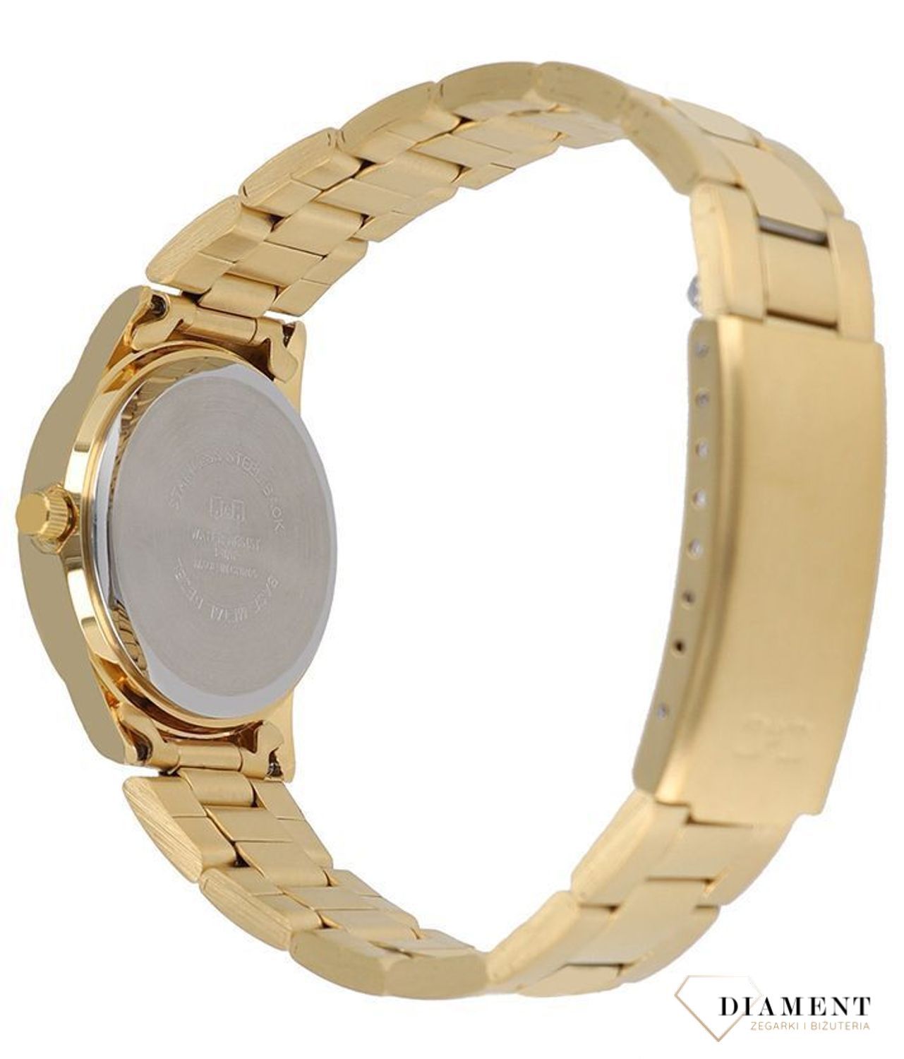 Zegarek damski QQ na bransolecie w złotym kolorze z cyframi C11A-009P.  Zegarki damskie wyraźne. Zegarek dla starszej osoby. Klasyczny tani zegarek na złotej bransolecie. Pomysł na prezent dla starszej osoby. Zegarek.jpg