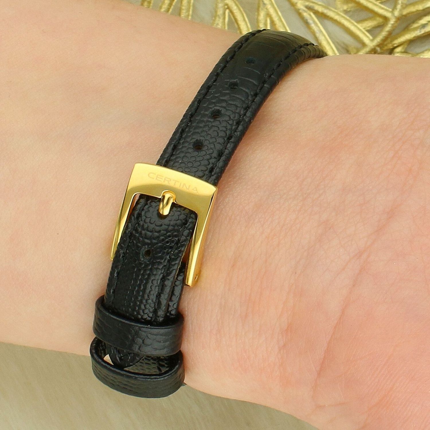 Zegarek Certina C152.9289.68.31 Gold 18K – damski zegarek na czarnym pasku skórzanymd.jpg
